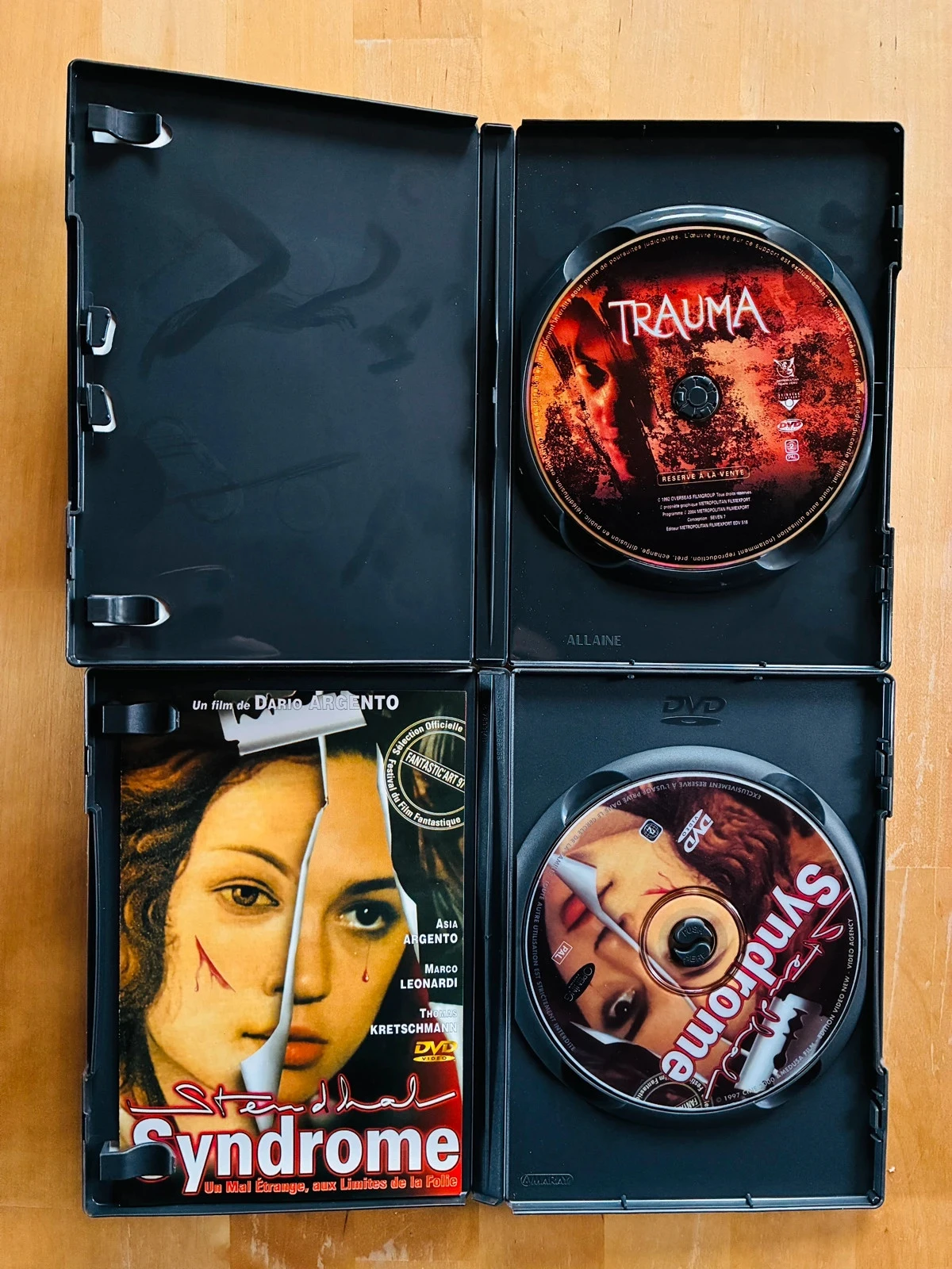 Lote 2 DVD de culto Dario y Asia Argento: Trauma y El síndrome de Stendhal. – photo 2